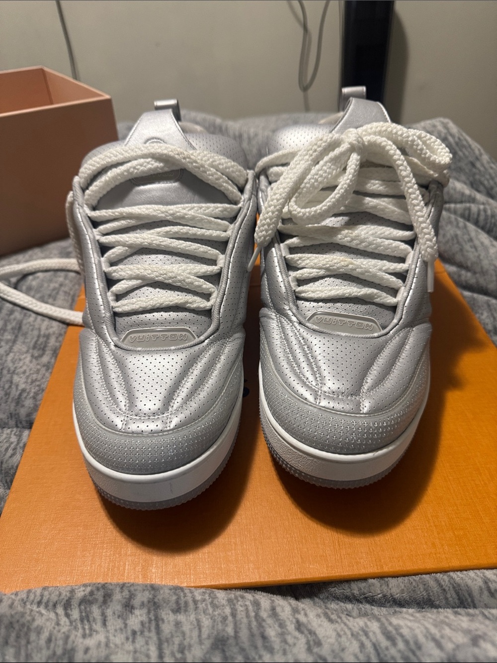 Louis Vuitton Heathered Gray Plush Comforter